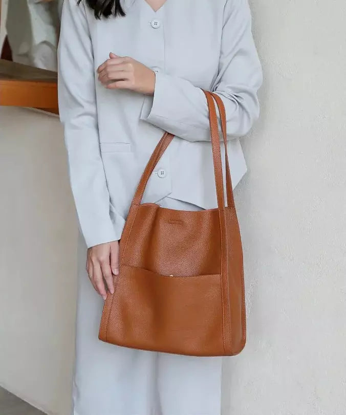 Cora Solid Color Simple Faux Leather Shoulder Bag