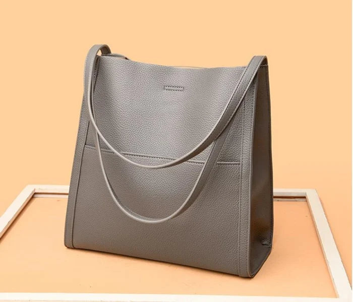 Cora Solid Color Simple Faux Leather Shoulder Bag