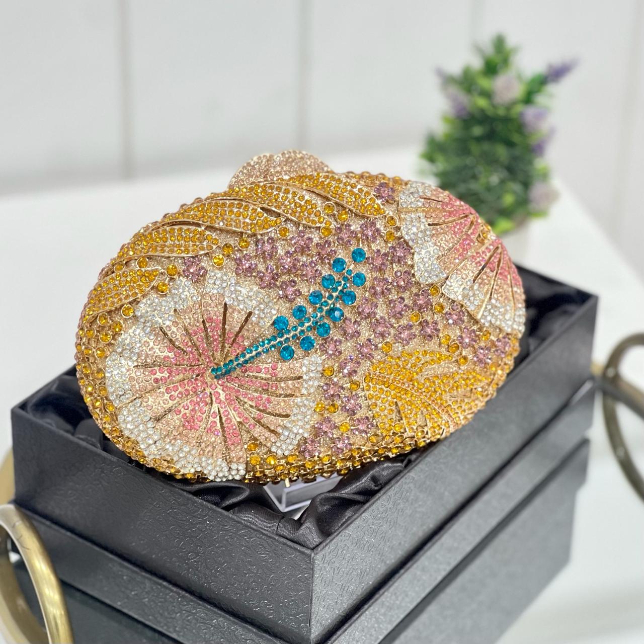 FLORAL CRYSTAL CLUTCH